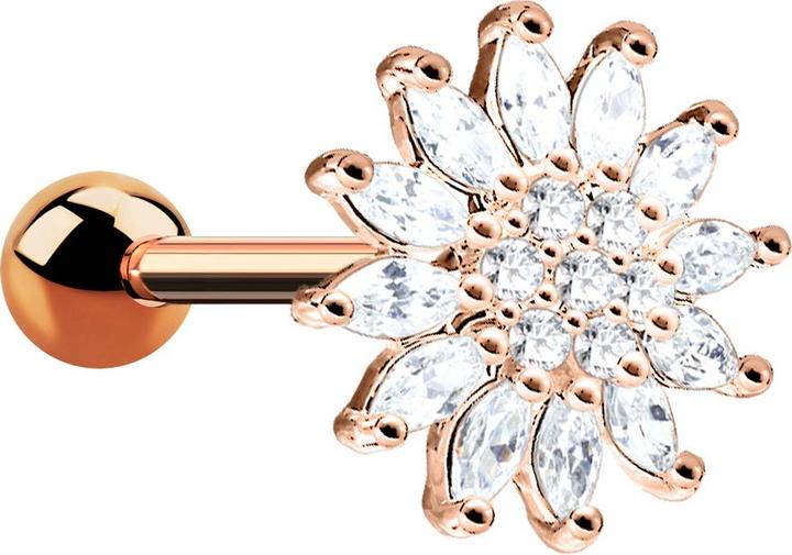 Actual product image Star Piercing Micro Barbell rosegold Kristallblume (Surgical steel 316L, Brass)