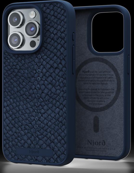 Produktbild Njord Salmon Leather Magsafe Case for iPhone 15 Pro, Blau (Apple iPhone 15 Pro)
