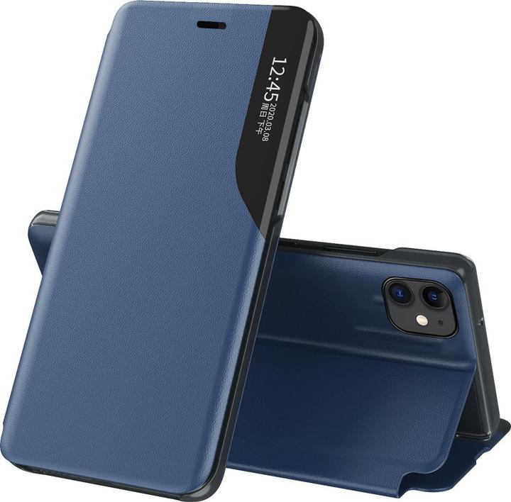 Image du produit Hurtel Eco Leather View Case étui élégant de type bibliothèque avec béquille pour iPhone 13 mini bleu (Apple iPhone 13 mini)