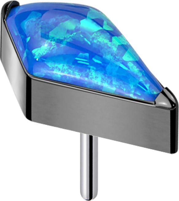 Star Piercing Threadless Diamant schwarz mit Opal blau (Titan G23, ohne Messing)