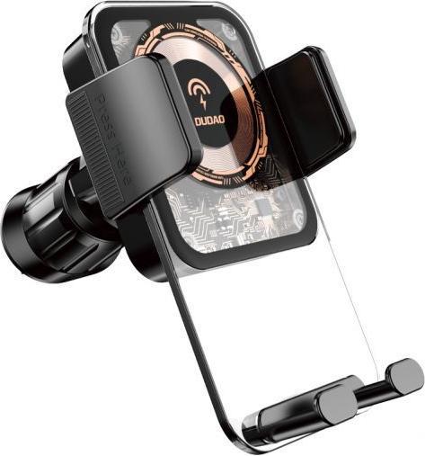 Actual product image Dudao F19 clamp car holder with 15W inductive charger - black