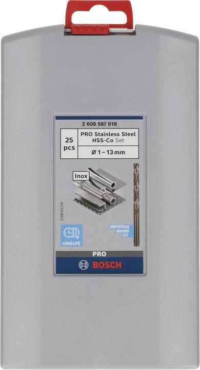 Actual product image Bosch Professional Zubehör PRO Stainless Steel HSS-Co twist drill set, 25 pcs. (1 mm, 1.5 mm, 2 mm, 2.5 mm, 3 mm, 3.5 mm, 4 mm, 4.5 mm, 5 mm, 5.5 mm, 6 mm, 6.5 mm, 7 mm, 7.5 mm, 8 mm, 8.5 mm, 9 mm, 9.5 mm, 10 mm, 10.5 mm, 11 mm, 11.5 mm, 12 mm, 12.5 mm, 13 mm)