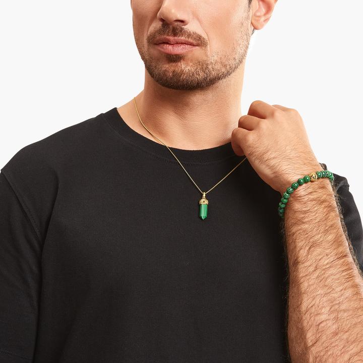 Produktbild Thomas Sabo Beads-Armband aus grünen Steinen vergoldet (16 cm, 750 Gelbgold Vergoldung, 925 Sterlingsilber)