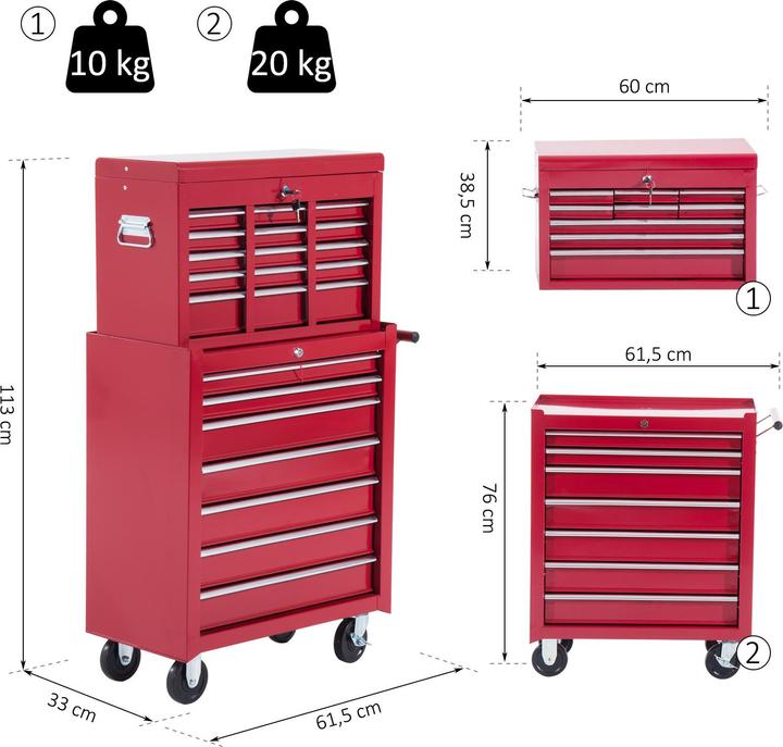 Immagine prodotto Homcom Carrello da officina mobile con 16 cassetti (1 x)