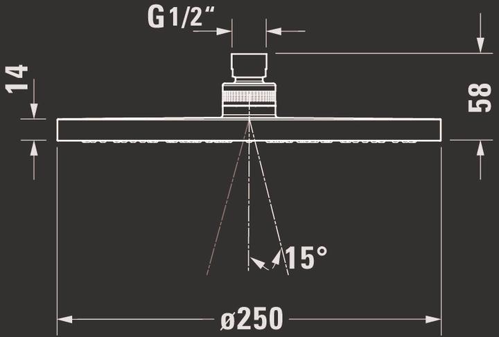 Actual product image Duravit Overhead shower 1 jet, 250 black matt (1 Beam types, 21 l/min)
