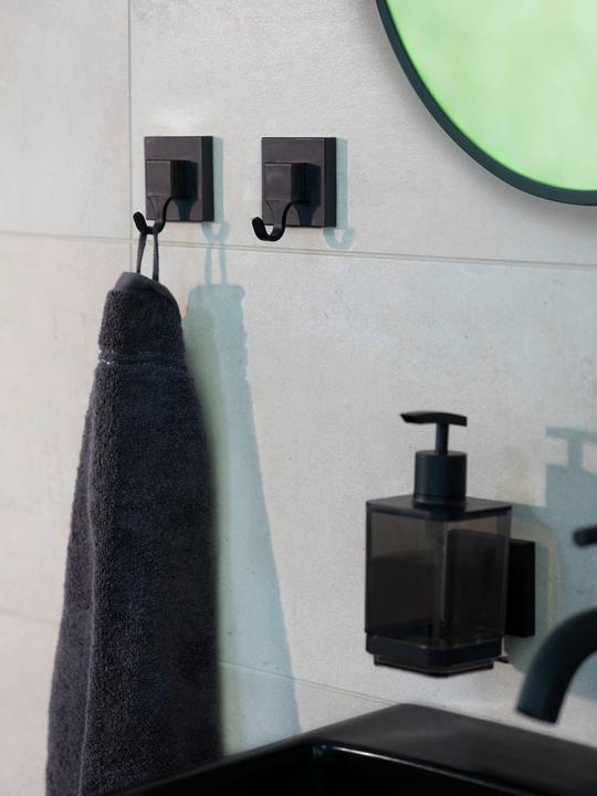 Image du produit Wenko Crochet mural Vacuum-Loc® mod. Quadro Noir, lot de 2 Fixer sans percer