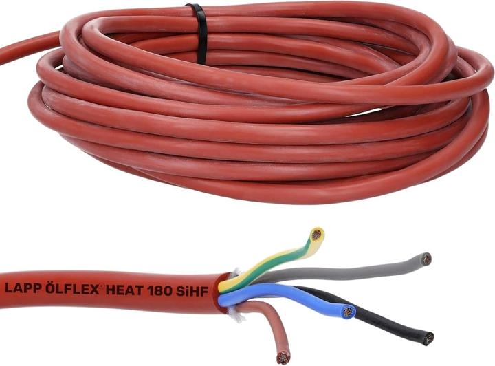 Produktbild Lapp 10 Meter 00460163 Ölflex Heat 180 Silikonkabel 5x1,5 mm² I Saunakabel 5-adrig mit grün-gelb Sch (10 m)