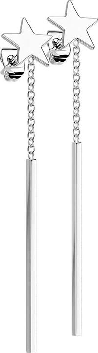 Produktbild Star Piercing Ohrstecker silber Stern Anhänger Kette mit Balken (ohne Messing, Chirurgenstahl 316L)