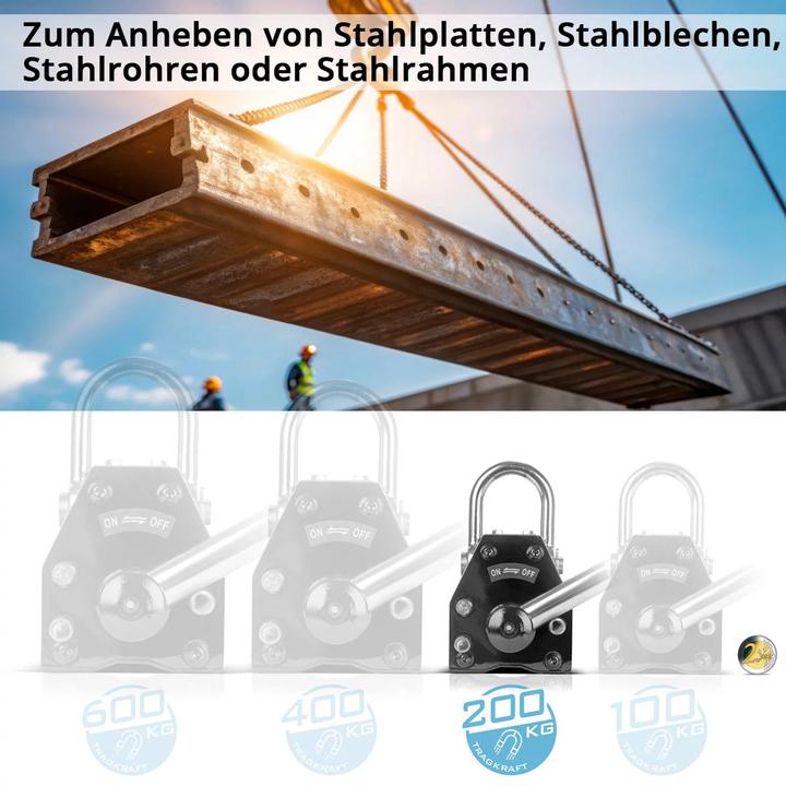 Produktbild Stahlwerk Lasthebemagnet mit 200 kg 440 lbs Tragkraft 700 kg 1543 lbs Zugkraft (1 x)