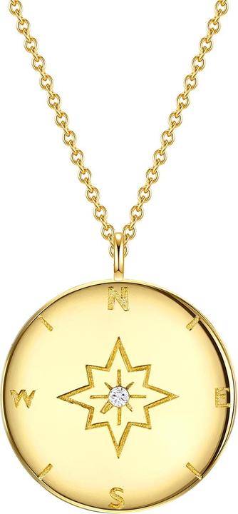 Produktbild Lulu & Jane Kompass Sterling Silber Diamant gelbgold 50,0 cm Basiskette + 5,0 cm Verlängerung - 33478 (Sterling Silber, 50 - 55 cm)