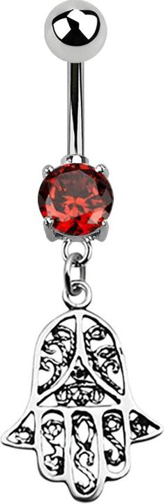 Produktbild Star Piercing Banane silber mit Anhänger Hamsa orange (ohne Messing, 925 Sterlingsilber, Chirurgenstahl 316L)
