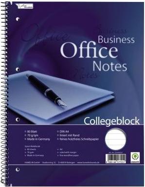 Produktbild Neutralware Collegeblock Office DIN A4 liniert mit Rand 70g/m² 80 Bl. (A4, Liniert, Kein Einband)