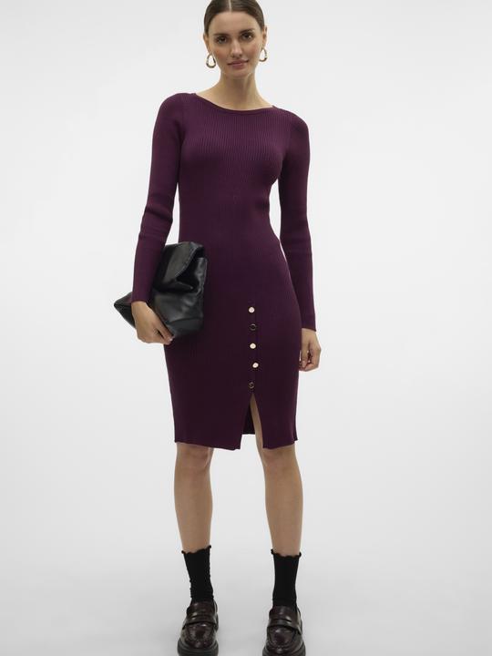 Produktbild Vero Moda VMABA BUTTON LS BOATNECK DRESS GA EXC Strickkleid (L)