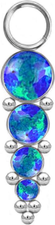 Produktbild Star Piercing Anhänger silber vier Opale blau mit Kugeln (ohne Messing, Chirurgenstahl 316L)