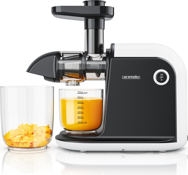 Arendo Slow Juicer 150 W, vegetable & fruit juicer electric, stainless steel, 700ml juice jug 1.5l waste