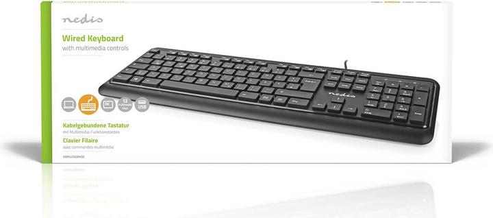 Immagine prodotto Nedis Tastiera cablata | USB-A | Multimedia | QWERTZ | DE-Layout | Tastiera numerica (DE, Cablato)
