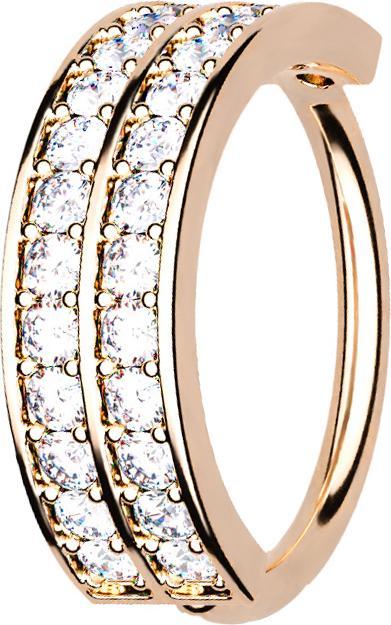 Produktbild Star Piercing Micro Piercing Ring rosegold doppellinie mit Kristallen (Messing, Chirurgenstahl 316L)