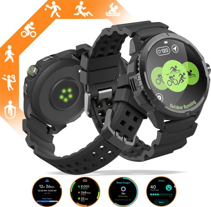 Actual product image Myphone Smart watches Hammer Watch 2 | Smart watch | GPS (satellite) | AMOLED | 1.5" | Waterproof | Black