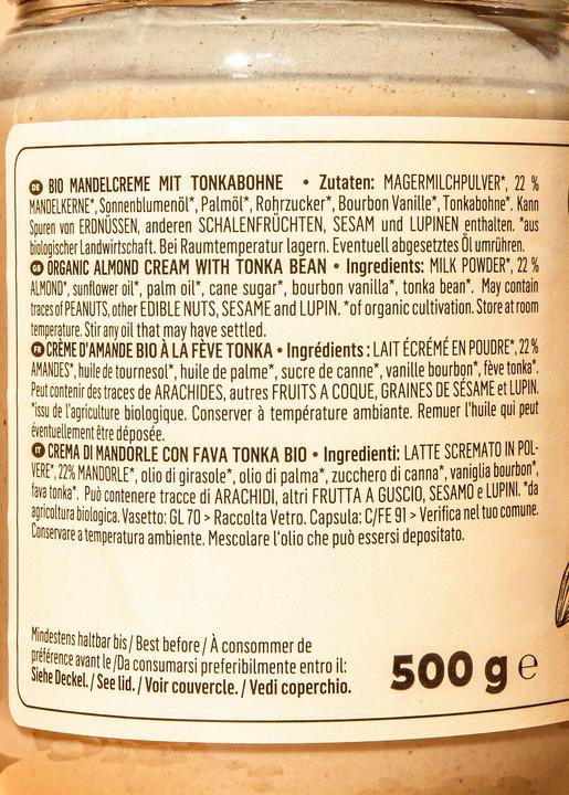 Nutritional values and ingredients KoRo Organic almond cream with tonka bean (3000 g)