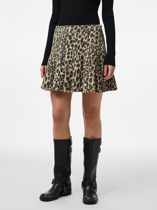Actual product image Pieces PCJUNIA PLISSEE DENIM LEOPRINT Minirock (S)