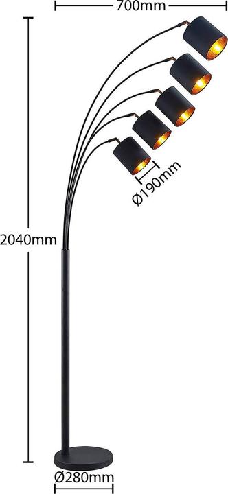 Image du produit Lindby Abiram Lampadaire, noir/or (E14)