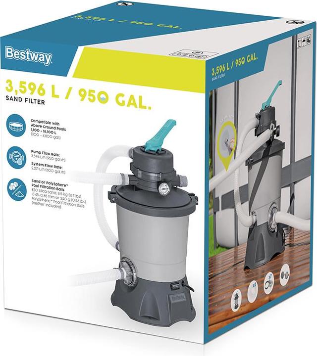 Image du produit Bestway Pompe de filtration à sable pour piscine hors sol 3 596 L