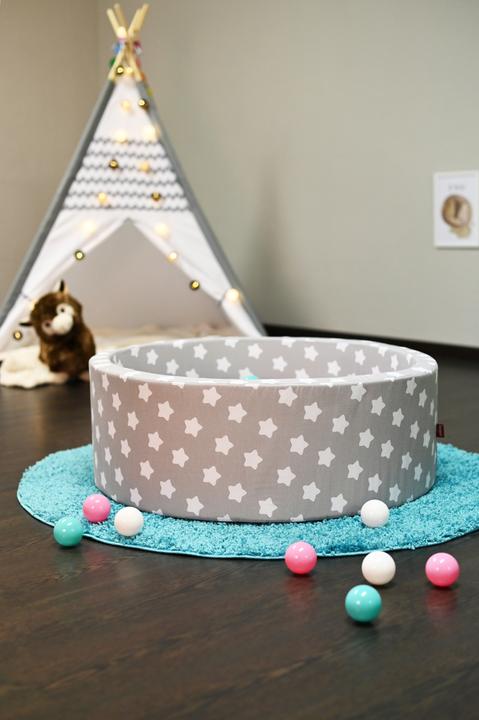 Actual product image Knorrtoys Ball pool soft - "Grey white stars" - 300 balls rose/cream/lightblue