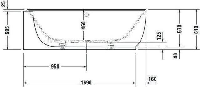 Immagine prodotto Duravit Vasca da bagno LUV 1850x950mm angolo sinistro 2 spioventi posteriori bianco (252 l, 185 cm, 95 cm)