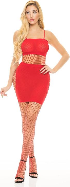 Productafbeelding Pink Lipstick Lingerie Set The Tone 3Pc Fishnet Set Rood Een Maat (Rood)