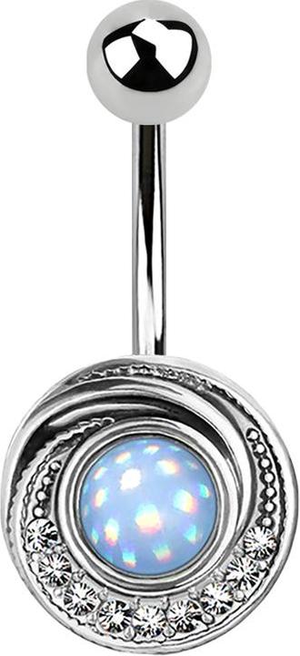 Star Piercing Banane silber Wirbel mit Kristall und Epoxidstein blau (Messing, Chirurgenstahl 316L)