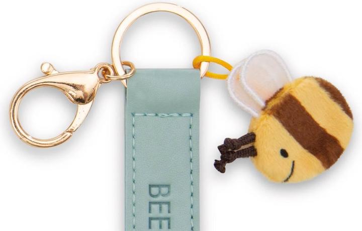 Actual product image Magni NICI Schlüsselanhänger Bee happy Kunstlederband mit Biene türkis 10cm