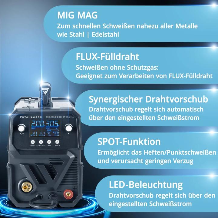Produktbild Stahlwerk Schweissgerät MIG MAG 200 ST Digital IGBT Schutzgas mit 200 A