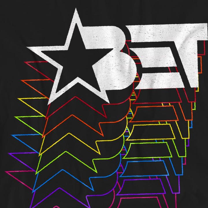 Actual product image Bet Unisex Adult Cascading Rainbow Logo T-Shirt (L)