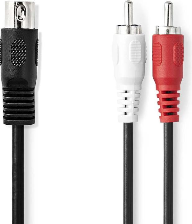 Produktbild Nedis DIN-Audio-Kabel | DIN 5-Pin Stecker | 2x RCA Stecker | Vernickelt | 1.00 m | Rund | PVC | Schw (1 m)