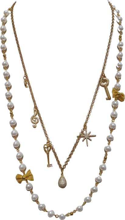 Actual product image L'Officiel Collana due fili perla con catena oro