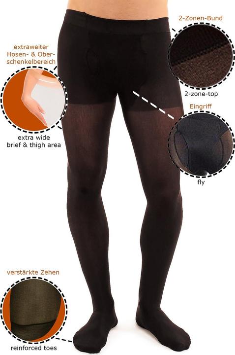Image du produit Glamory Microman 100 Collants homme, couleur noir, taille 44-46 (100 DEN, 44 - 46)