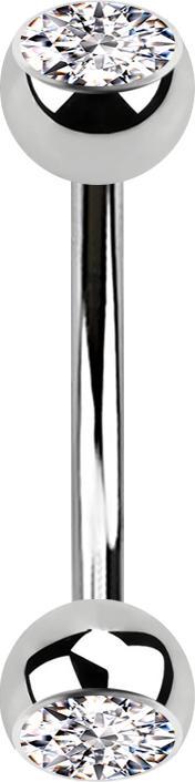 Produktbild Star Piercing Banane silber mit zwei Kugeln Kristall silber (Chirurgenstahl 316L)