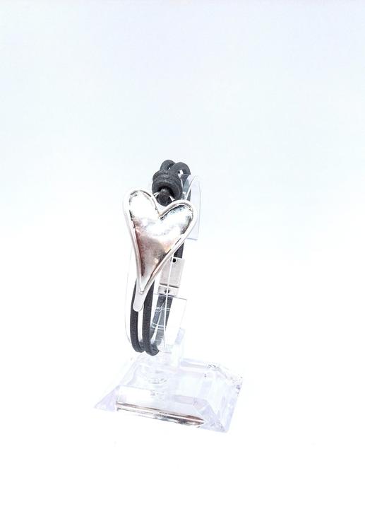 Produktbild Signé Signè Armband Leder mit Herz & Magnetverschluss No.3 (Metall, Messing, Leder, Bleifrei, Cadmiumfrei, Nickelfrei)
