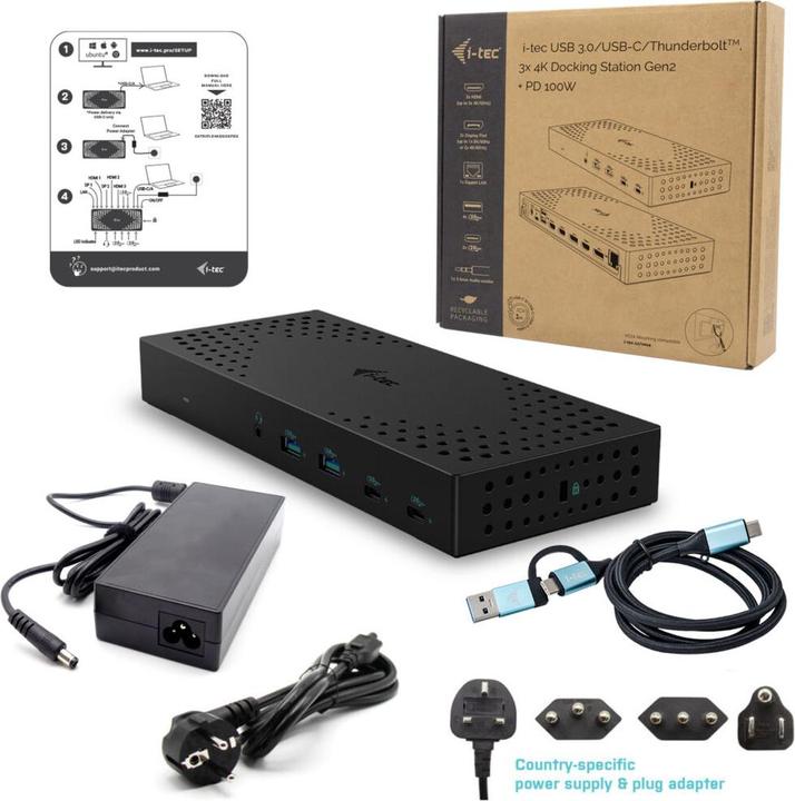 Actual product image i-tec Catriple4kdockpd2ch (USB-C, 13 Ports)