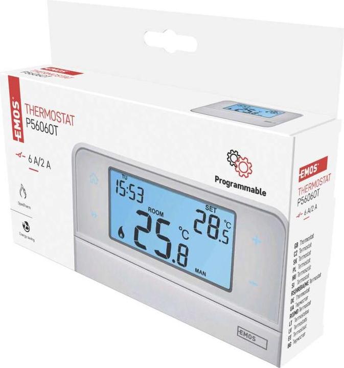 Actual product image Emos OpenTherm room thermostat P5606OT, programmable, wired