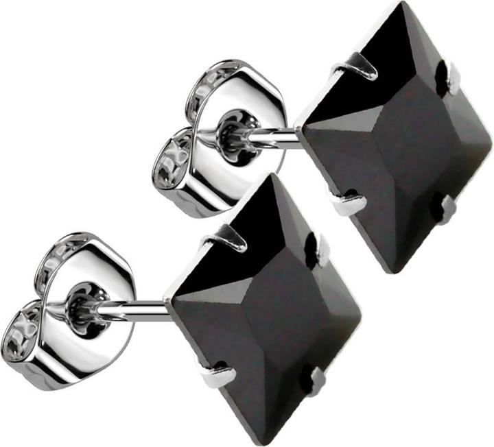 Image du produit Star Piercing Boucles d'oreilles avec cristal carré noir (Acier chirurgical 316L, sans laiton)