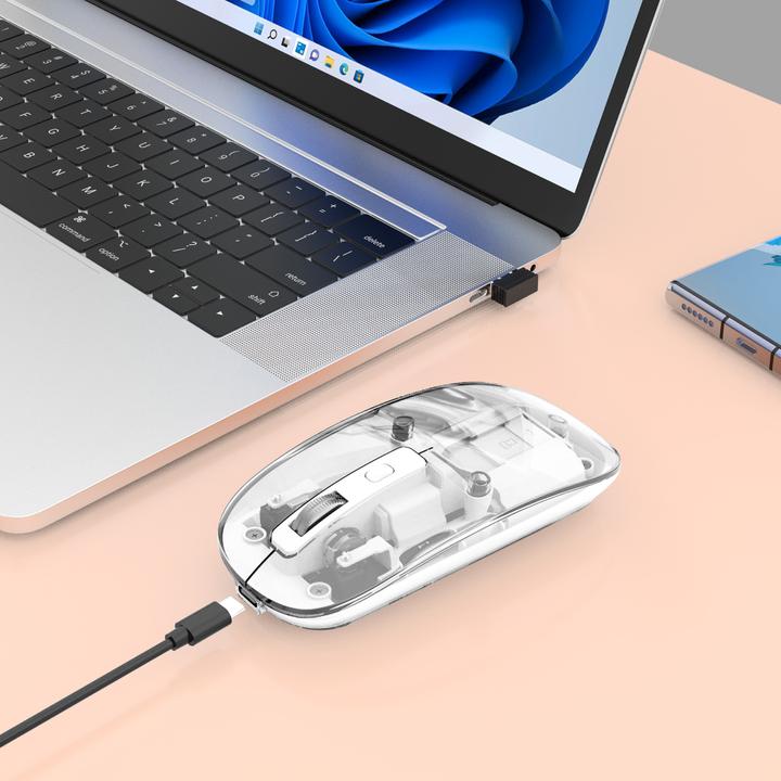 Actual product image Manhattan MH Transparent 4D mouse, White (Wireless)