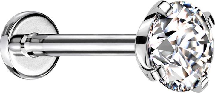 Image du produit Star Piercing Labret Micro Threadless argenté avec cristal serti d'argent (Acier chirurgical 316L, sans laiton)