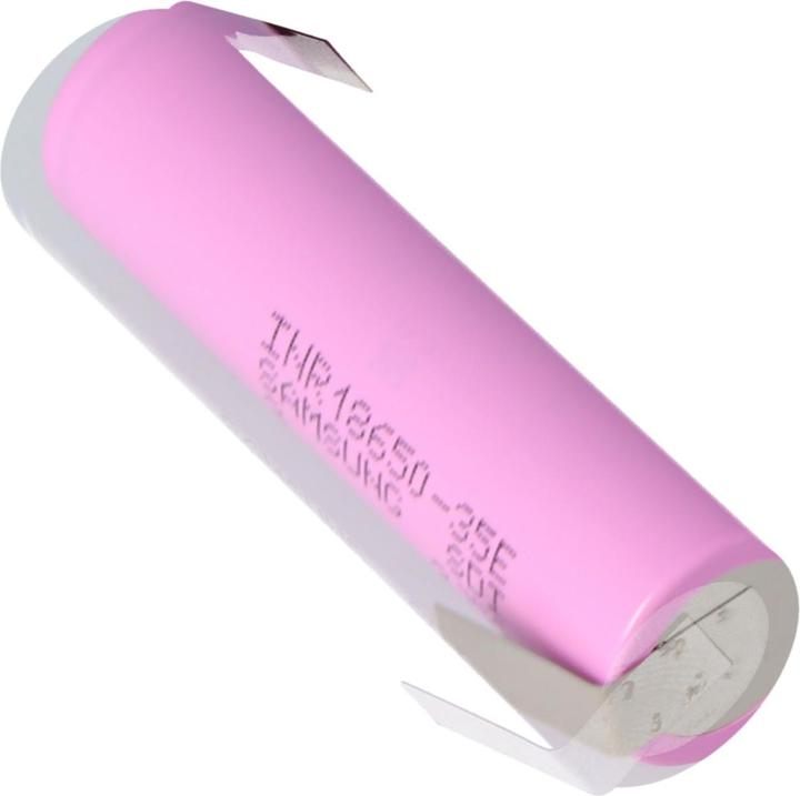 Actual product image Samsung Battery INR18650-35E flat positive pole selectable with or without solder tags (1 pcs., 18650, 3500 mAh)