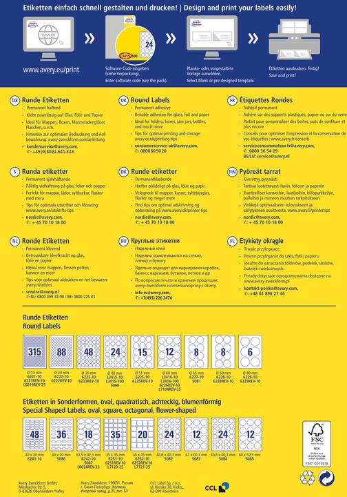 Actual product image Avery Round labels