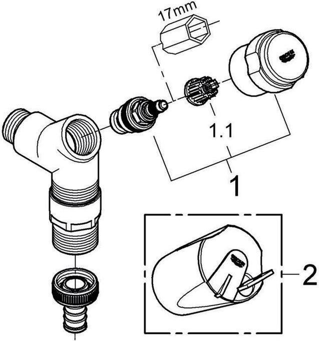 Actual product image Grohe WAS connection valve 1/2" chr