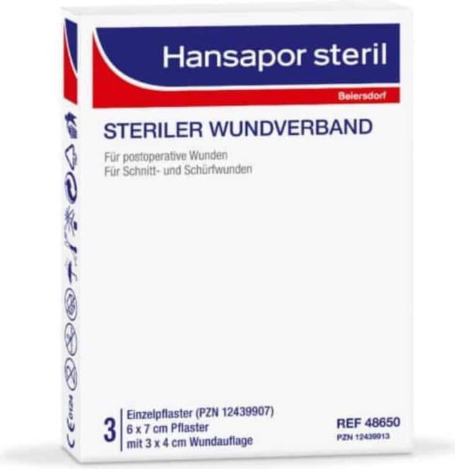 Produktbild Beiersdorf Hansapor steril Wundverband 6 x 7 cm Pflaster mit 3 x 4 cm Wundauflage, 25 St. Wundauflagen (25 x)