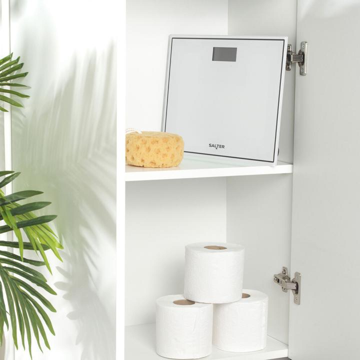 Actual product image Salter 9207 WH3R Compact Glass Electronic Bathroom Scale - Baltas (150 kg)