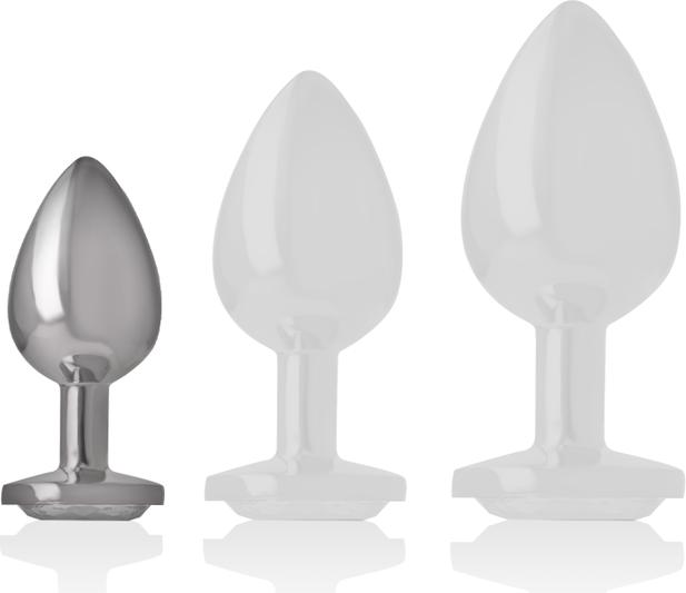 Actual product image Intense White Heart Aluminium Metal Anal Plug Size S