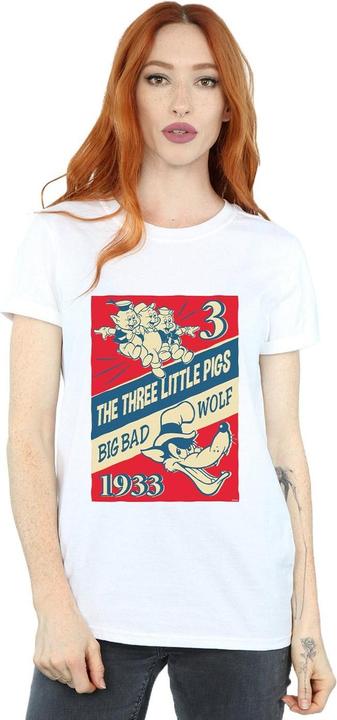 Actual product image Disney Womens/Ladies Three Little Pigs And The Big Bad Wolf Cotton Boyfriend T-Shirt (XXL)